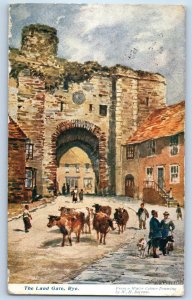 East Sussex England Postcard View of The Land Gate Rye 1909 Posted Antique