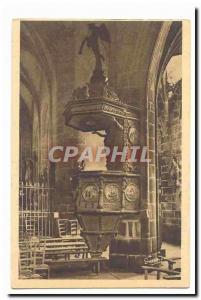  Locronan Vintage Postcard Interior of the church the pulpit 15th