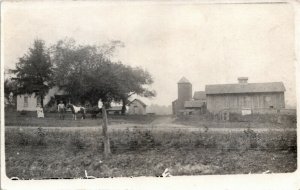 AZO RPPC Real Photo Postcard Man with Horse Woman Riding Farm Scene ~1920 K57