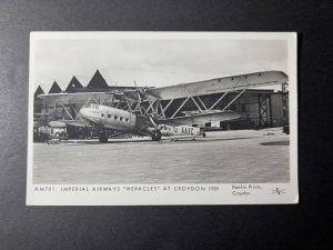 1939 Mint England RPPC Aviation Postcard Imperial Airways Heracles at Croydon