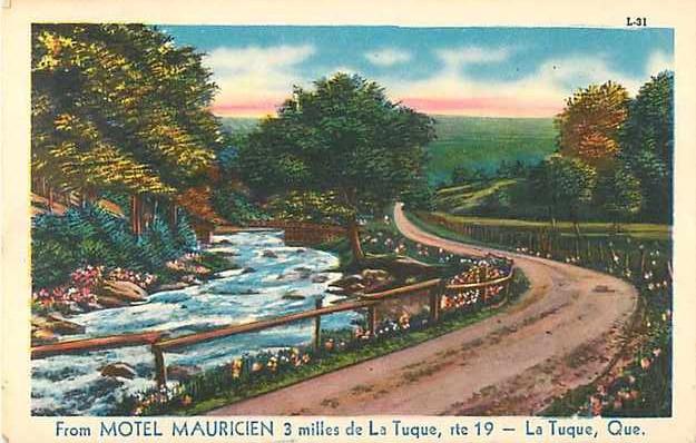 W/B Scenic Ad for Motel Mauricien near La Tuque QC Quebec