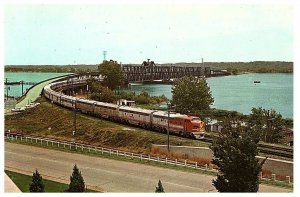 Leaving Santa Fe Bridge Over Mississippi River Railroad Train Postcard