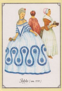 Spatrokoko 1770 Rokoko Fan Dress Ladies Fashion Costume German Germany Postcard