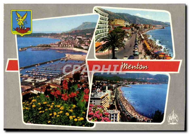 Postcard Moderne Menton The new port Boulevard General Leclerc