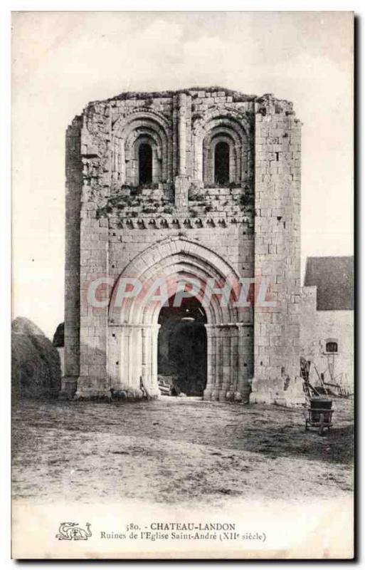 Old Postcard Chateau Landon Ruins of & # 39eglise Ssaint Andre