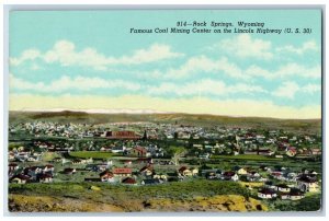 Rock Springs Wyoming WY Postcard Coal Mining Center Lincoln Highway 1954 Vintage