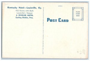 Louisville Kentucky KY Postcard Kentucky Hotel Exterior Building c1940 Vintage