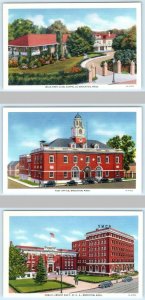 3 Postcards BROCKTON, MA ~ Walk-Over Club, Library Y.M.C.A., Post Office c1930s