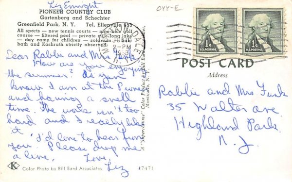 Pioneer Country Club Greenfield Park, New York Postcard