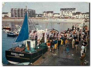 Postcard Modern Brittany in Colors Presqu'il Quiberon Back to fishing at Port...