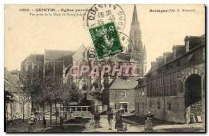 Postcard Old Church Quintin Paroisarele View From Taking Place Du Bourg Juign...