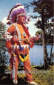 Canadian Indian Chief in Ceremonial Dress, Northland Traders, Temagami Ontari...