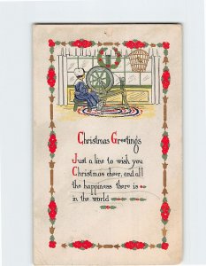 Postcard Christmas Greeting Card with Quote and Christmas Embossed Art Print