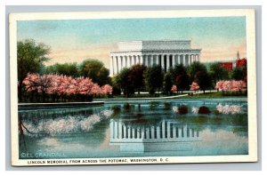 Vintage 1930's Postcard Lincoln Memorial Cherry Blossoms Potomac Washington DC