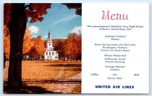 UNITED AIRLINES MENU Advertising FALL NEW ENGLAND Chef Conrad Kung Postcard