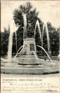 Vtg Champaign Illinois IL Johnson Fountain City Park 1906 Raphael Tuck Postcard