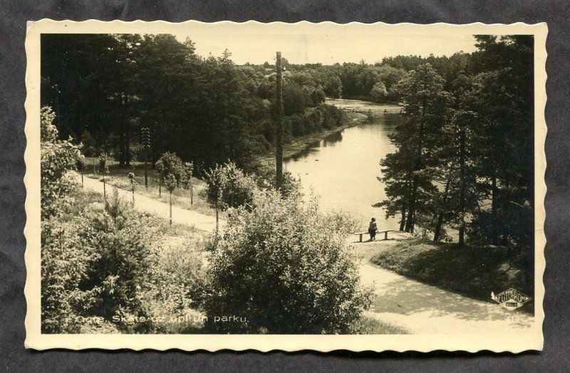 dc157 - LATVIA Ogre 1939 Scene in Park. Real Photo Postcard