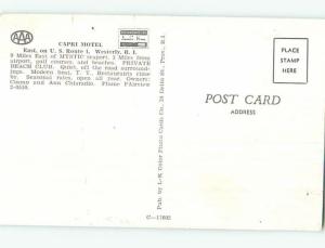 Unused Pre-1980 CAPRI MOTEL Westerly Rhode Island RI n8478-22