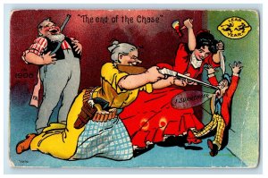 c1910's Leap Year Woman Hunting Man Ripper I Surrender Unposted Antique Postcard