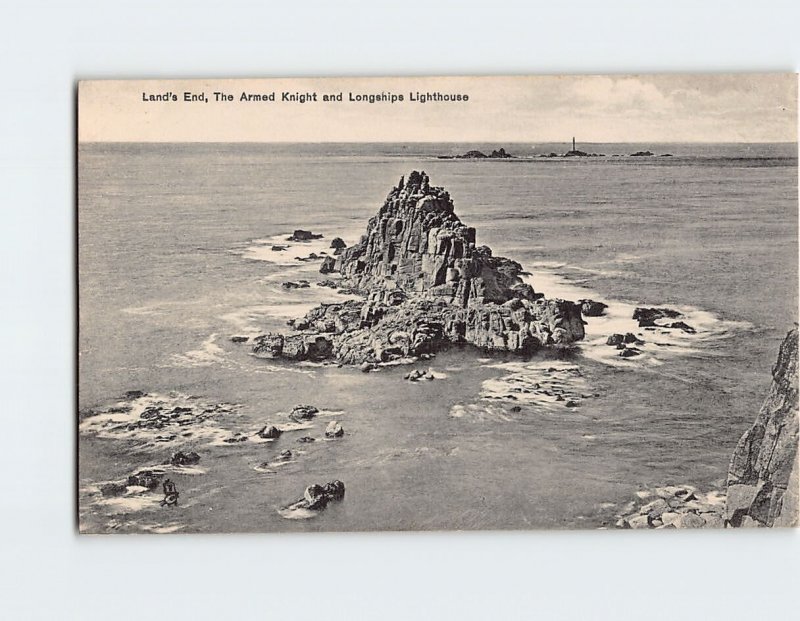 Postcard The Armed Knight and Longships Lighthouse Lands End England