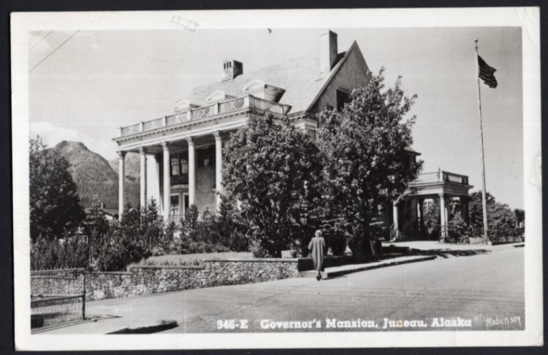 Alaska JUNEAU Governor's Mansion - pm1953 - RPPC Real Photo Post Card 6c STAMP