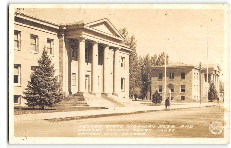 RPPC Nevada CARSON CITY Ormsby County Court House Frashers '40s Vintage Postcard