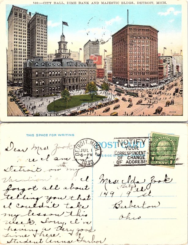 City Hall, Dime Bank and Majestic Bldgs. Detroit, Michigan