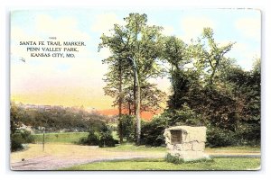 Postcard Santa Fe Trail Marker Penn Valley Park Kansas City Mo. Missouri c1912