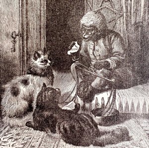 Chimp Teaching Cats 1892 Victorian Art Woodcut Printing Ephemera DWY10A