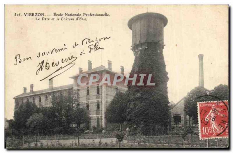 Old Postcard Vierzon Professional National School Park and the Chateau d & # ...