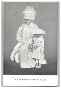 Netherlands Postcard Her Majesty The Queen with Princess Juliana 1912 Unposted