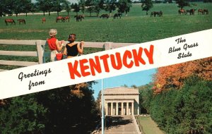 Vintage Postcard 1972 Top View Greetings From Kentucky The Blue Grass State