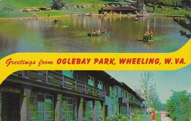 West Virginia Wheeling Greetings From Oglebay Park Showing Schenk Lake & ...