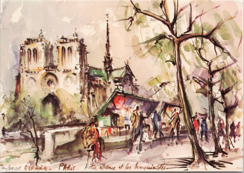 Paris France Notre Dame Cathedral Unused Girard Art Postcard C3