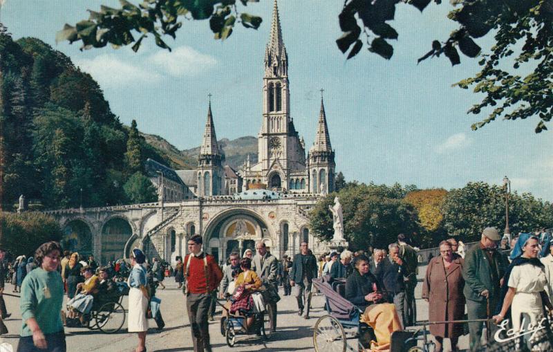 France Lourdes sick people comming back from the Grotto 1971