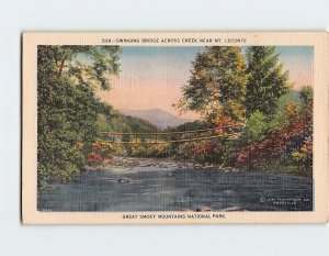 Postcard Swinging Bridge Across Creek, Great Smoky Mountains National Park, TN