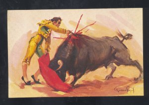 NOGALES SONORA MEXICO BULL FIGHT FIGHTING VINTAGE ADVERTISING POSTCARD