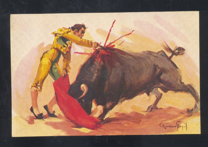 NOGALES SONORA MEXICO BULL FIGHT FIGHTING VINTAGE ADVERTISING POSTCARD