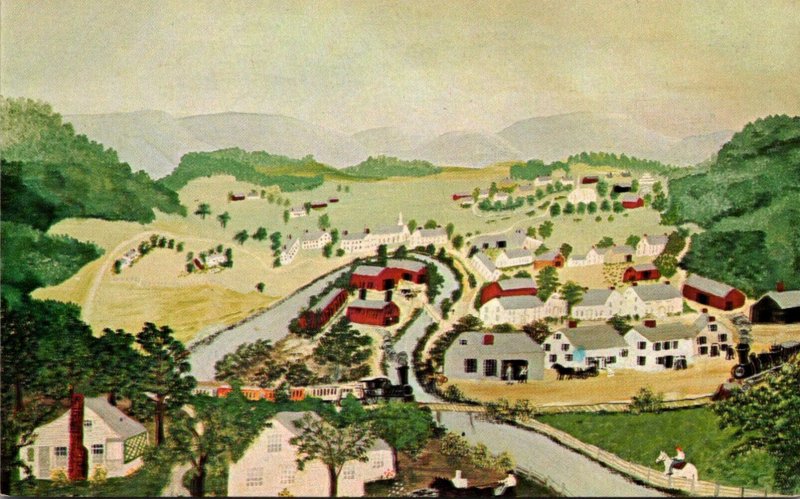 Vermont Hoosick Falls Oil Painting By Grandma Moses