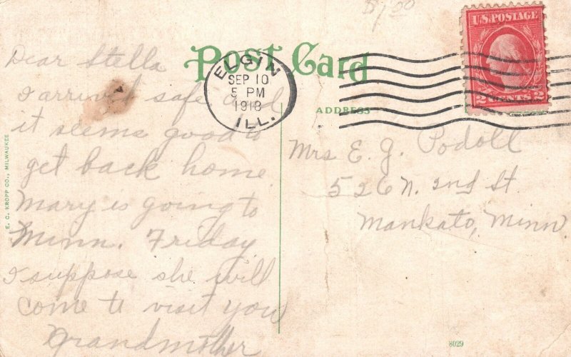 Vintage Postcard 1918 Entrance Lord's Park Elgin Illinois ILL. Pub EC Kropp Co.