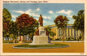 Massachusetts Lynn Library and Common Soldiers' Monument 1953