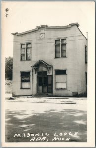 ADA MI MASONIC LODGE ANTIQUE REAL PHOTO POSTCARD RPPC