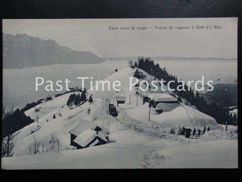 Old PC - Caux sous la neige - Trains de lugeurs a Cret d'y Bau. Switzerland