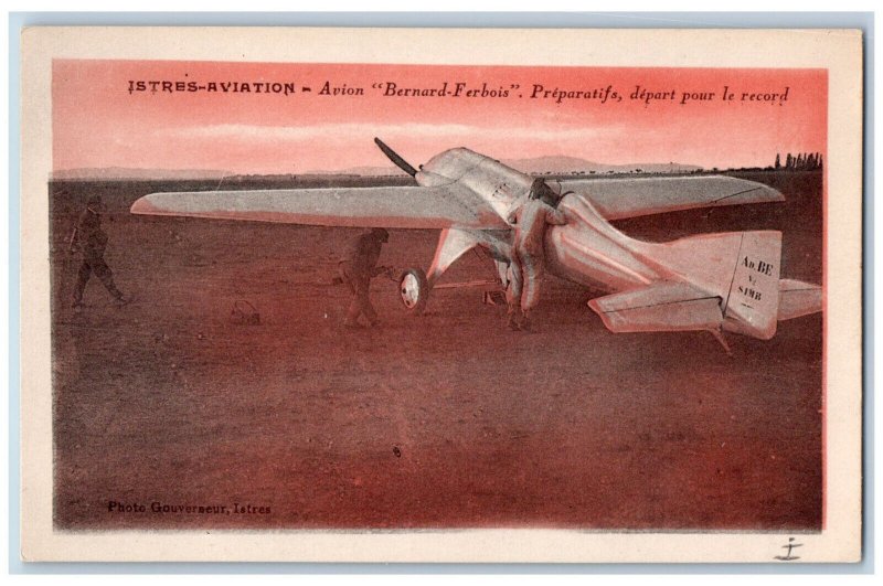 France Postcard Istres-Aviation Plane Preparations for Departure c1930's