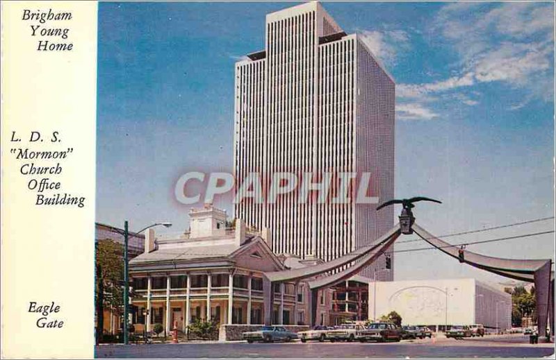 Postcard Modern Home Brigham Young Eagle Gate Salt Lake City Utah