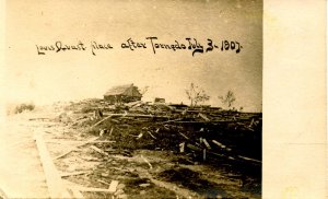 WI - Clark County, Town of Weston. July 3, 1907. Louis Quast Place after Torn...