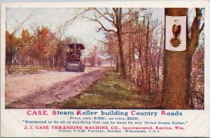 Case Steam Roller J.I. Case Threshing Machine Co Advertising Postcard H21