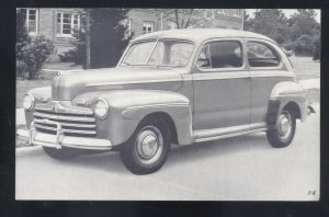 1947 FORD 2 DOOR SEDAN NEW CASTLE PA. CAR DEALER ADVERTISING POSTCARD