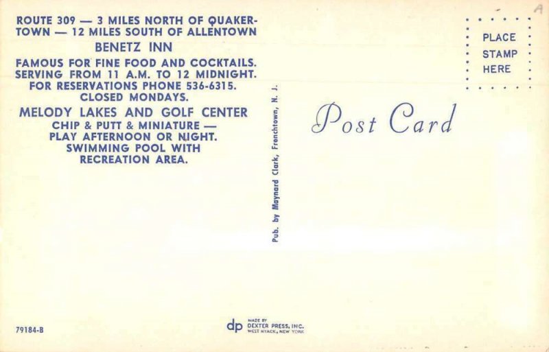 Quakertown Pennsylvania Benetz Inn and Melody Lakes Golf Center PC AA49809