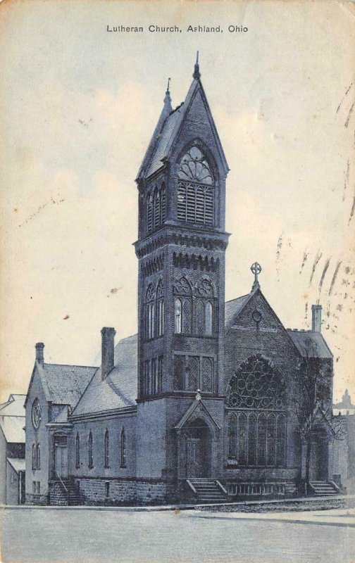 Lutheran Church, Ashland, Ohio 1909 Ricker & Roelle Vintage Postcard